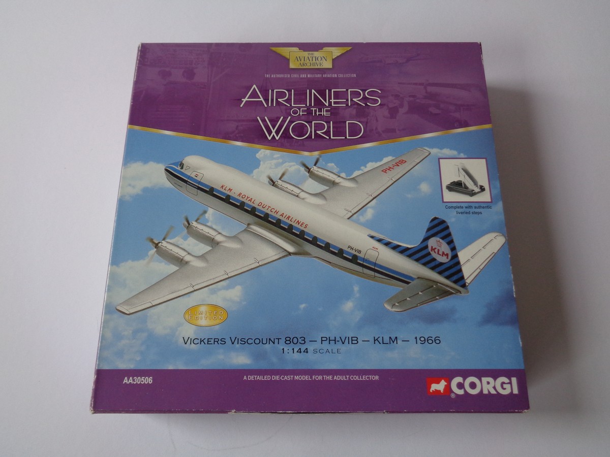 Corgi Vickers Viscount 803 - PH-VIB - KLM - 1966 with Box - Toy