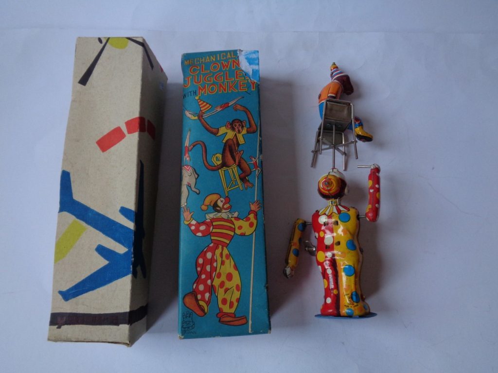 T.P.S. Clown Juggler with Monkey with Box (windup) Toy Paradise