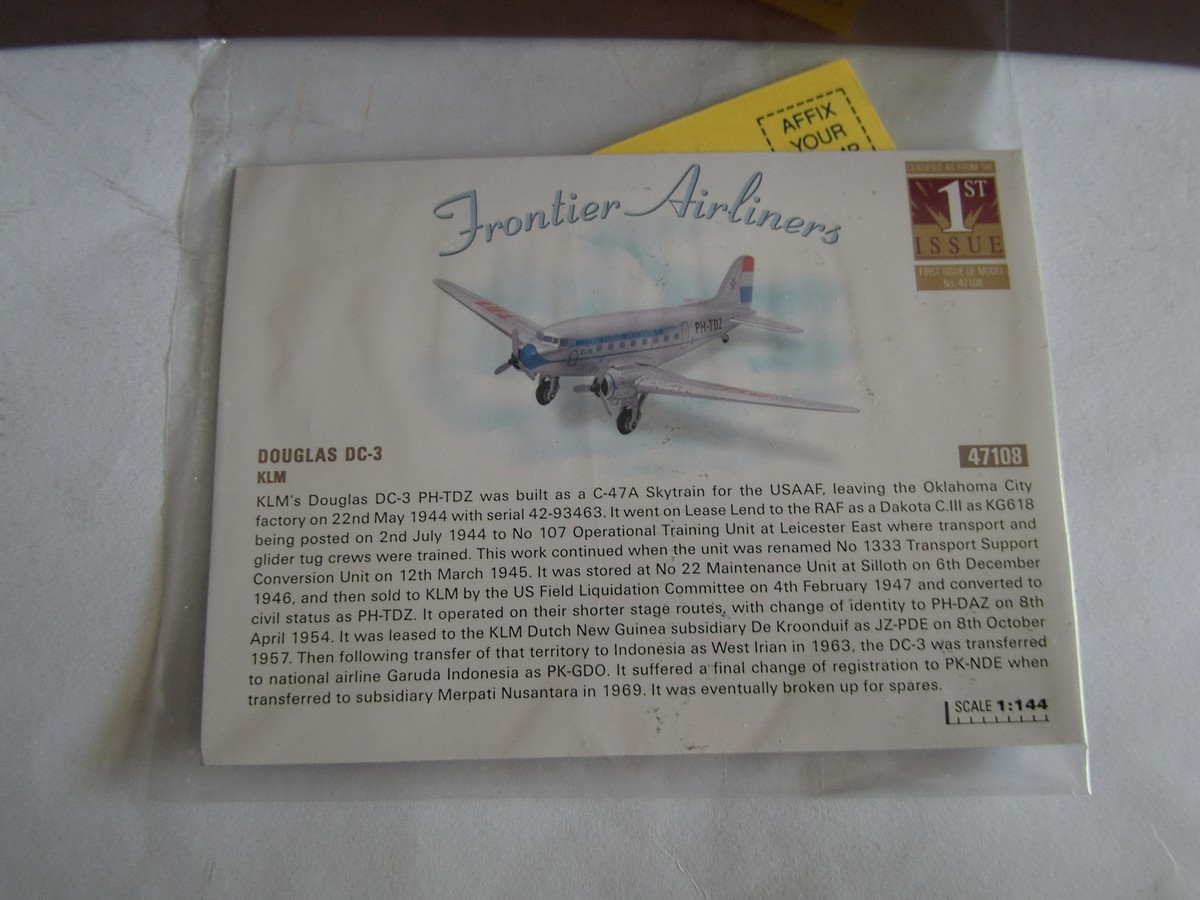 Corgi The Aviation Archive, Frontier Airlines Douglas DC3 - KLM